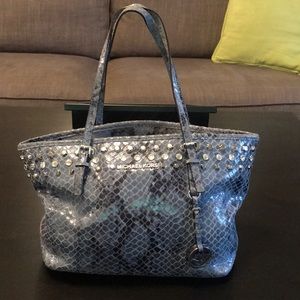 Michael Kors blue snake skin print purse